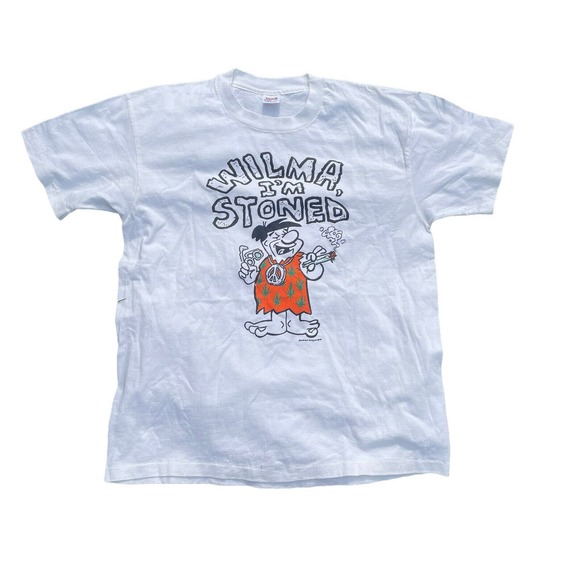 Vtg 90’s Fred Flintstone "Wilma‎ I'm STONED" T shirt Size XL Single Stitch USA - Picture 1 of 8